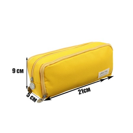 School pencil case on the zipper 3-section, yellow-8