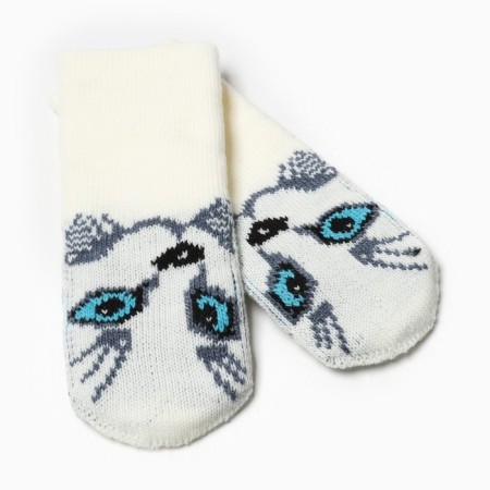 Female mittens, white color, size 18