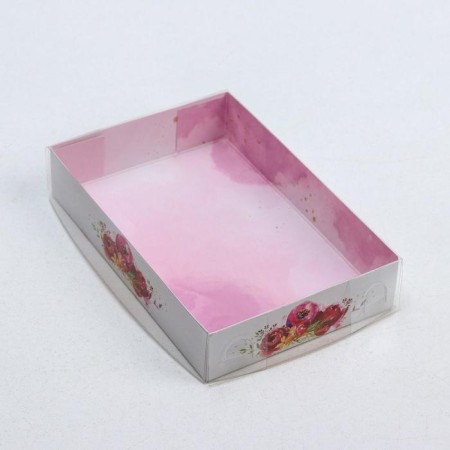 Confectionery packaging, Makarun with PVC lid, "Flowers", 17 x 12 x 3 cm-2
