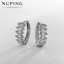 Cooping earrings contemplation, white color in silver, d = 1.8 cm