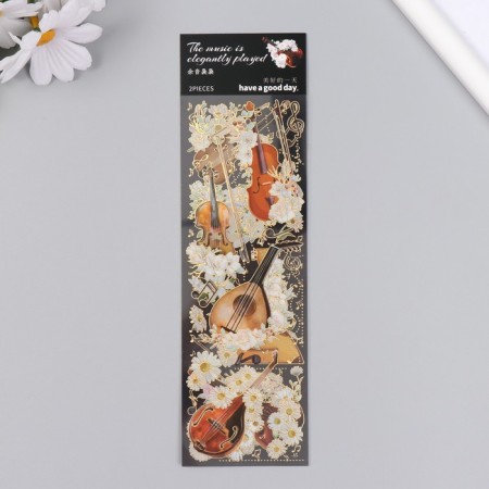 Stickers for creativity "Strong tools and white flowers" set 2 sheets 17.5x6 cm-2