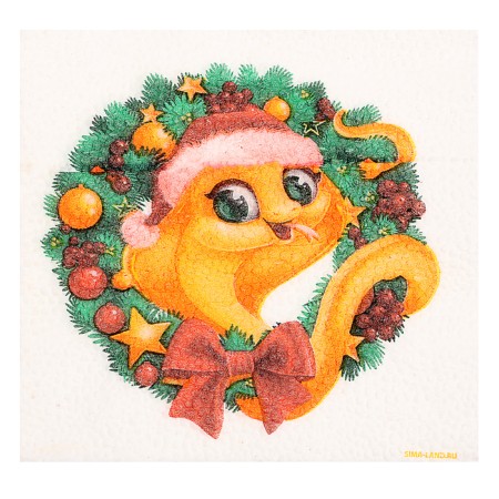 New Year's wipes “Happy New Year: Wreath”, single -layer, 24x24 cm, 50 pcs.-3