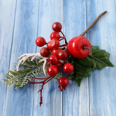 Decor "Winter Charm" Red Apple Berries of needles, 20 cm