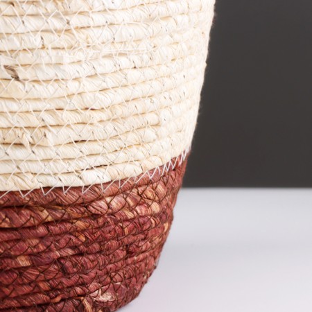 Argentina storage basket, with handles, 26 x 20 x 19.5 cm, natural, burgundy-3