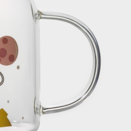 Glass mug with a ceramic lid and tube "Cosmos", 500 ml, color mix-4