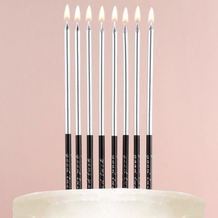 Candles for the cake "On your special day", silver, 8 pcs.-6