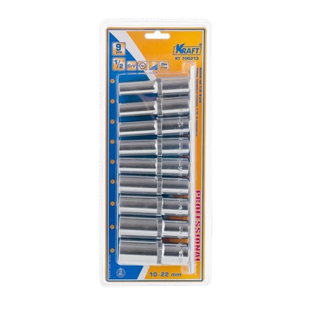 A set of end heads Kraft KT700313, High, 1/2 ", 6-Gr., 10-22 mm, 9 items