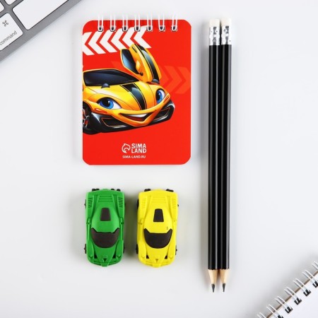 Chancellery set "Cool rider", pencils 2 pcs, erasers 2 pcs, notebook-1