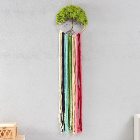 Panel wall -mounted macrame "Tree with gems" 20x88 cm