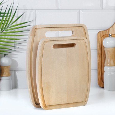 A set of cutting boards from birch on a stand, 2 pcs, 18x22 cm and 22x26 cm-2