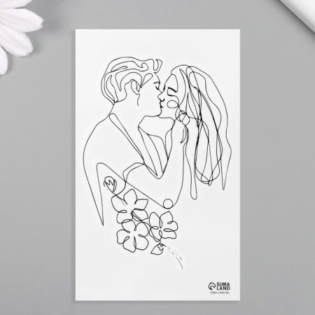 Tattoo on the body Black "Contour. The couple" 6x10.5 cm-3