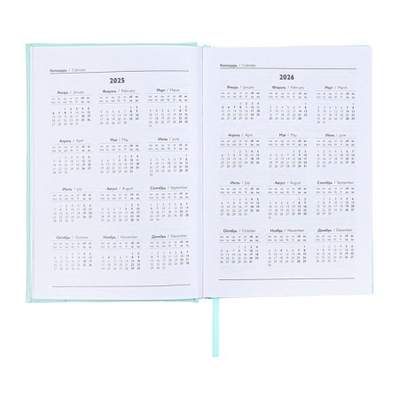 Dated 2025 diary, A5, 176 sheets of Escalada, a solid cover of artificial leather with foam rubber, pancake embossing, liesse, block 70 g/m2, green-7