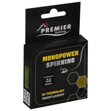 Premier Fishing Monopower Spinning Lines, diameter 0.2 mm, test 4.4 kg, 100 m, fluorescent yellow-1