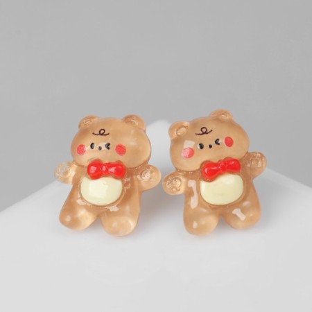 Earrings plastic "Mishutka", colored in silver-1