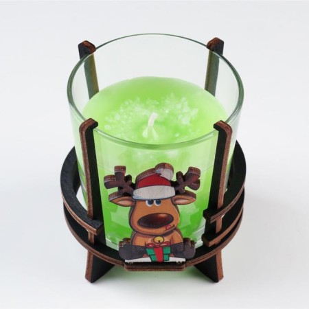 Aromatic candle in a glass on the stand "New Year's Deer", 10x9.5x9 cm, apple-4