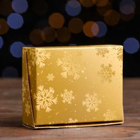 Box a gift New Year's folding "golden snowflakes", 10 x 8 x 3.5 cm.-2