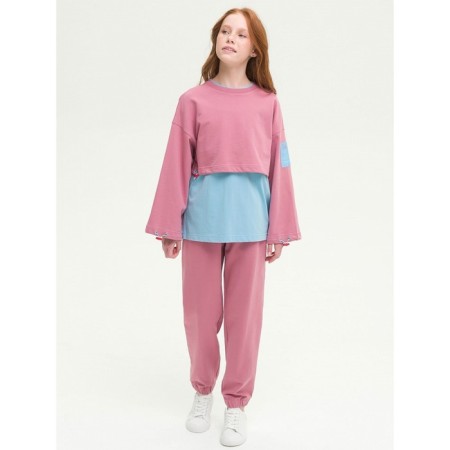 Sweatshirt for girls, height 134 cm, pink color-5
