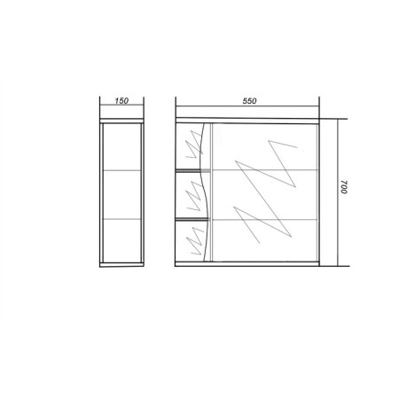 Cabinet-mirror Alaska left 55 15 cm x 55 cm x 70 cm-1