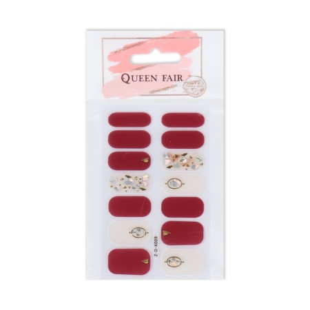 Flood strips for manicure, 14 pcs, burgundy/beige color-3