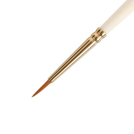 Synthetic brush, round, hard, shortened insert, rubloff series 1310 No. 2, short handle is saturated with varnish, yellow clip-2