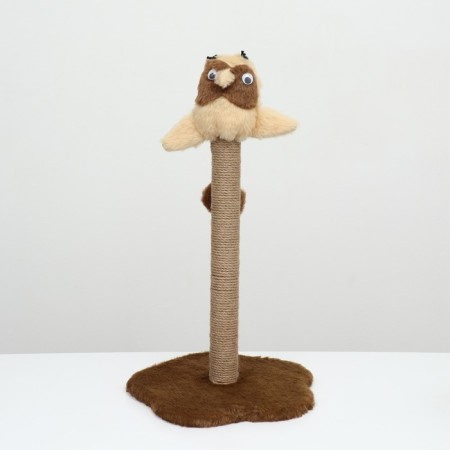 Claw-Stolbik "Piggon" with owl, 35 x 35 x 59 cm, jute, mix of flowers-1