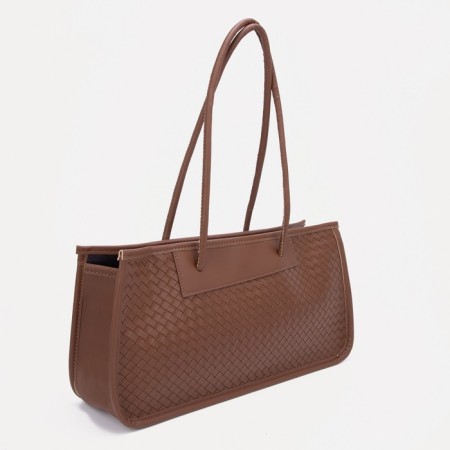 Bag Women's Tout with zipper, brown color-2