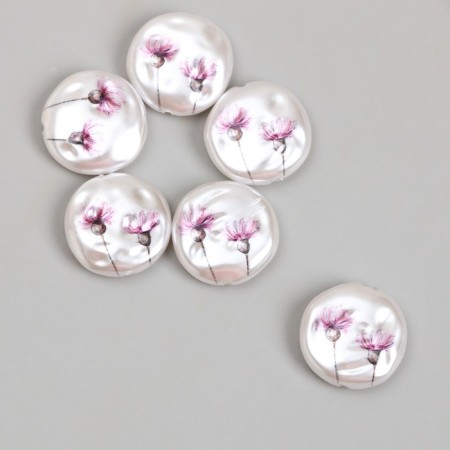 Busina for creativity plastic "Pearl Flat Circle with Cornflows" 0.5x1.6x1.6 cm-1
