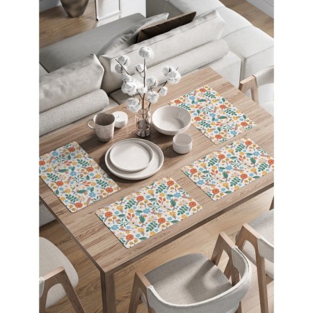 A set of napkins for setting the table "Lug flowers", rectangular, rounded edges, size 30x46 cm, 4 pcs