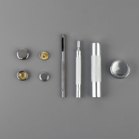 Installation buttons, delta, d = 15 mm, 40 pcs, with the installer, in the organizer, 11.8 × 8.1 × 2.3 cm, silver color-1