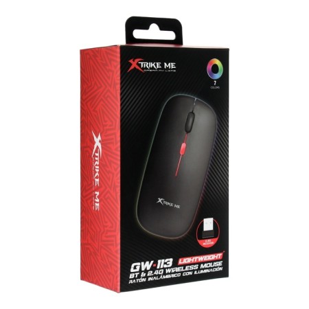 Mouse XTRIKE ME GW-113, game, wireless, backlight, 2.4G + BT, 400 mAh, black-6