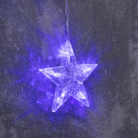 Garland “fringe” 2.4 × 0.9 m with nozzles “snowflakes”, ip20, transparent thread, 150 LED, glow blue, 8 modes, 220 V-3