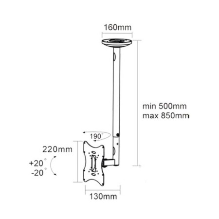 ARM Media LCD-1000, up to 30 kg, 10-37 ", ceiling, turn and slope, black-1