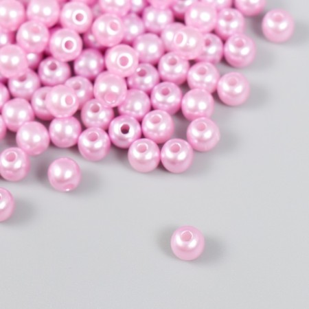 Set of beads "needlework" plastic, diameter 6 mm, 25 g, light pink