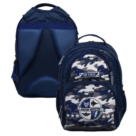 School backpack, 36 x 23 x 13 cm, ergonomic back, calligrata n "Hakki", blue-5