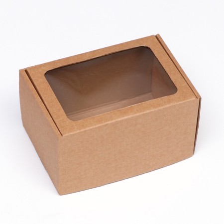 Self -charged box with a window, brown, 17 x 12 x 10 cm-1
