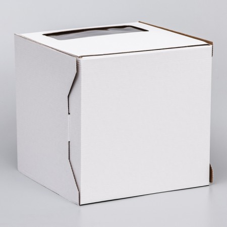 Box for cake 2 windows, with handles, white, 24 x 24 x 24-2
