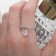 Ring "keychain" droplet, pink color in silver, size 17