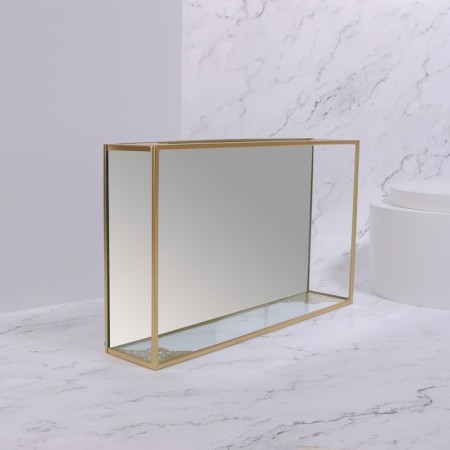 Great organizer for storage, glass, with a mirror bottom, 1 section, 29 × 17.5 × 6 cm, the color is transparent/copper-4