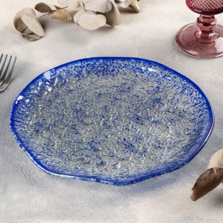 Black lunch plate Magistro "Blue Diamond", D = 24.5 cm, blue color-1