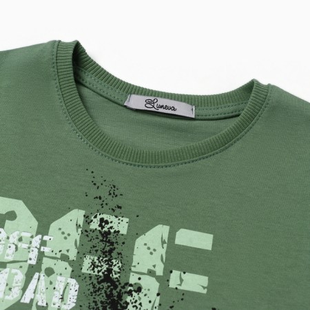 A set for a boy (T-shirt/shorts), dark green/black color, height 134 cm-1