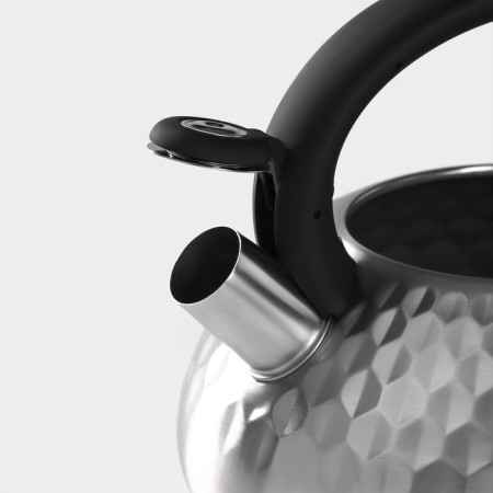 A kettle with a stainless steel whistle Magistro Glow, 3 L, Induction, Soft-Touch handle, silver color-3