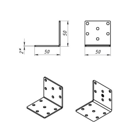 Fixing corner 50 x 50 x 50 x 2 mm, galvanized-1