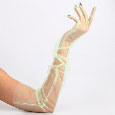 Carnival accessory- transparent gloves, green color-2