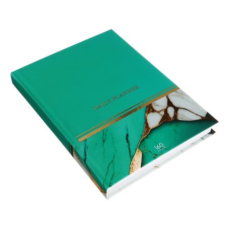 The diary is notathered on a5 160 sheets stitch, 7BC cardboard, matte lamination, foil "marble turquoise. Collage"-1