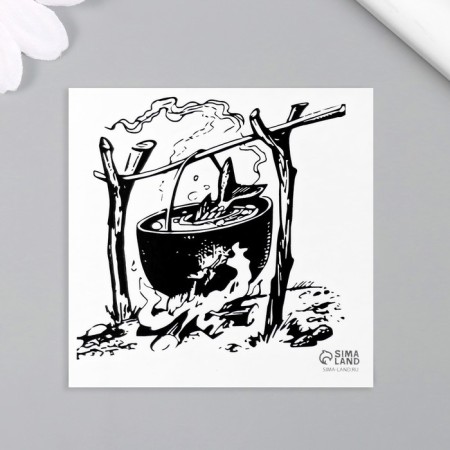 Tattoo on the body Black "Kotel at the fire" 6x6 cm-3