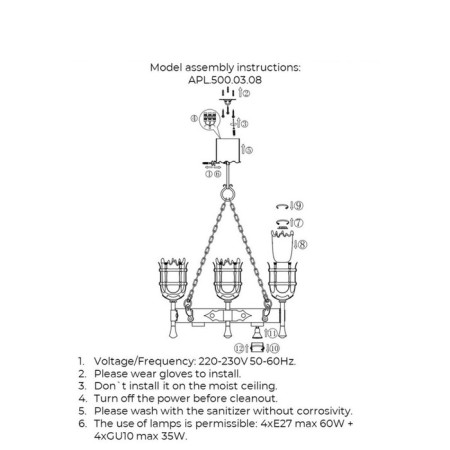 Simona E27+GU10 340W Simona Chandelier-13