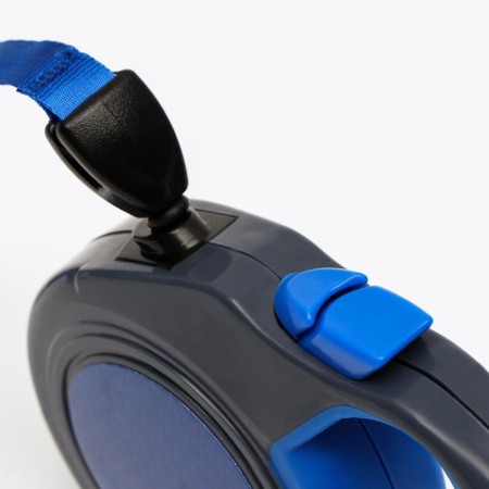 Roulette "Pigger" reflective, 3 m, up to 15 kg, cable, rubberized handle, blue-4