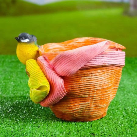 Figure pot "Bird on a hat with a bow" 21x17cm, mix-5