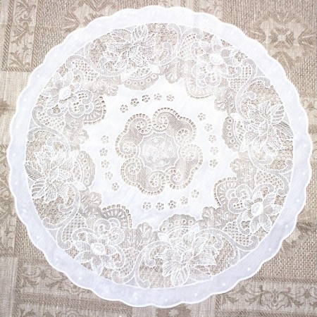 Openwork napkin, CANNA, Circle 40 cm, white color-2