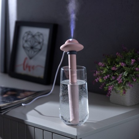 UFO air humidifier HM-21, ultrasonic, submersible, with backlight, USB, pink